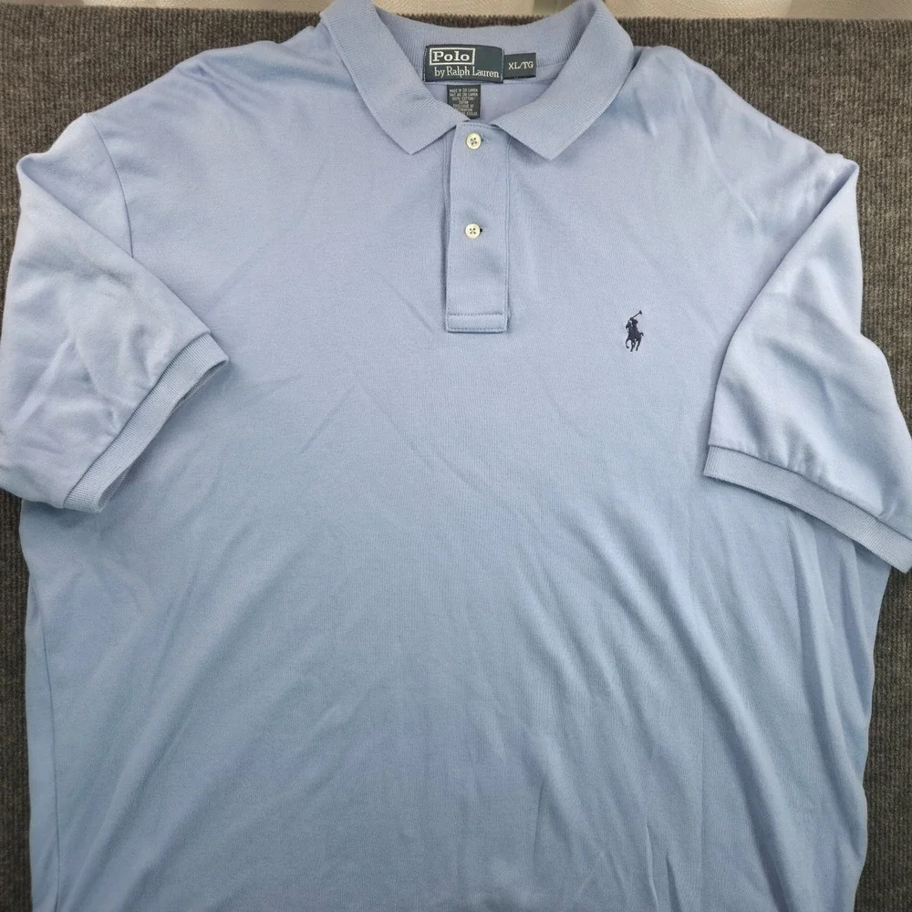 Polo‎ Ralph Lauren Mens XL Light Blue Short Sleeve Cotton Pique Pony Logo Polo